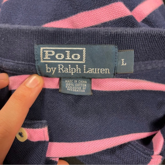 Polo Ralph Lauren pink navy blue polo size L - Picture 4 of 6